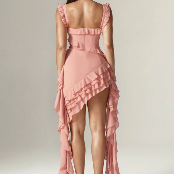 Brand New Alieva LENORA RUFFLE MINI DRESS (BLUSH PINK) - Picture 3 of 10